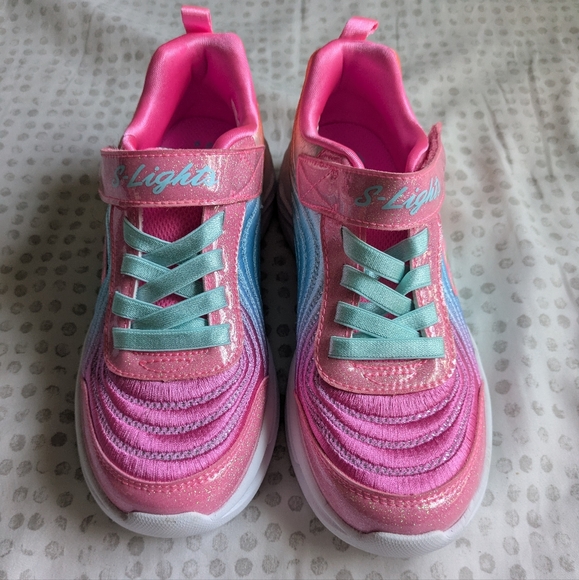 Skechers Kids' Pink and Blue Light-Up Sneakers Brand New Never Worn - Picture 2 of 6